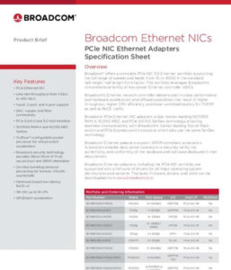 Broadcom PCIe NIC Ethernet Adapters Specification Sheet Product Brief