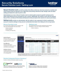 Security Solutions Datasheet on Secure Function Lock/Setting Lock